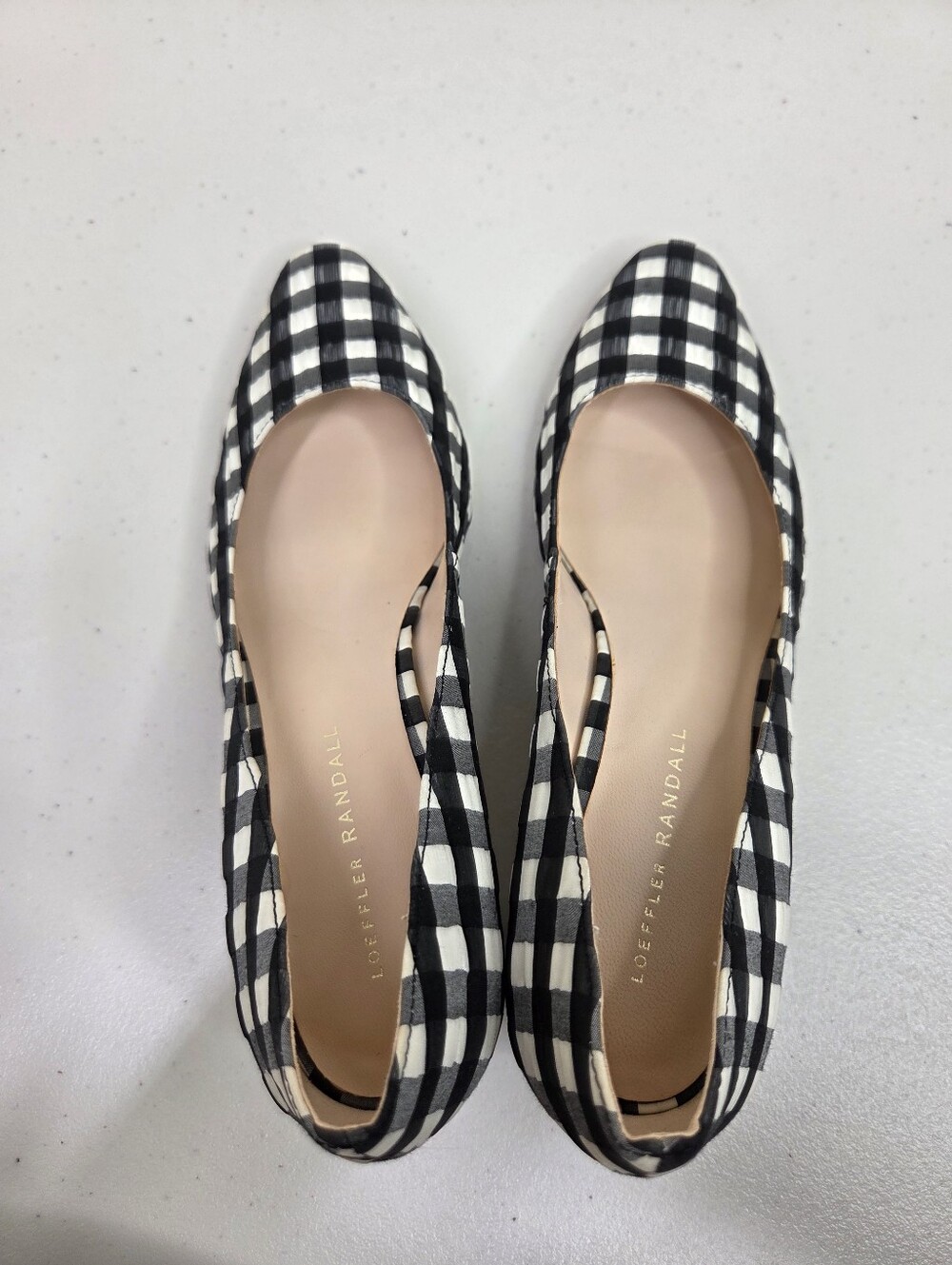 Loeffler Randall Ina Black & White Gingham Checkered Block Heel Almond Toe Pumps - Picture 13 of 16